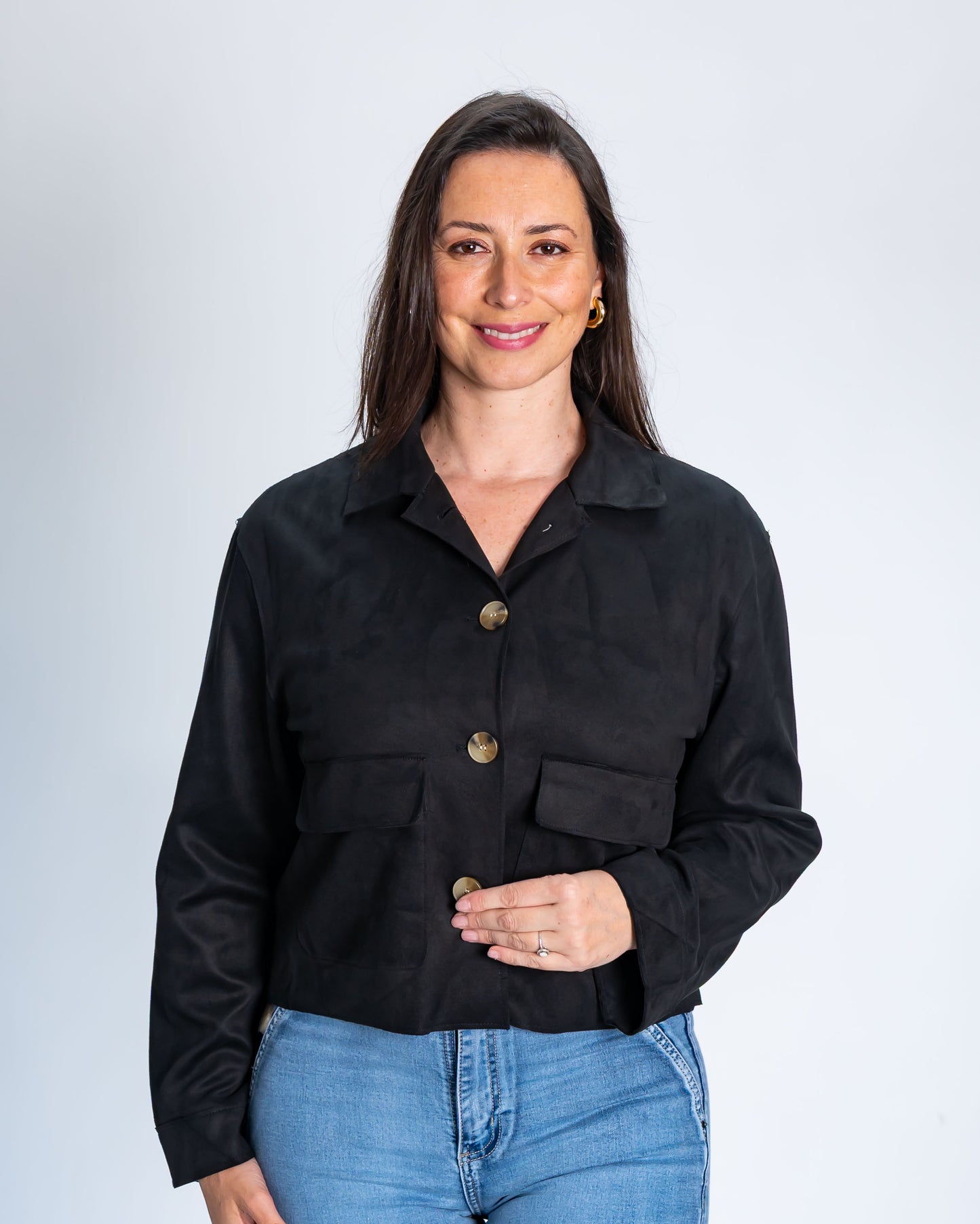 Chaqueta Paz Símil Gamuza Negro