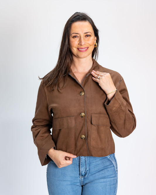 Chaqueta Paz Símil Gamuza Café