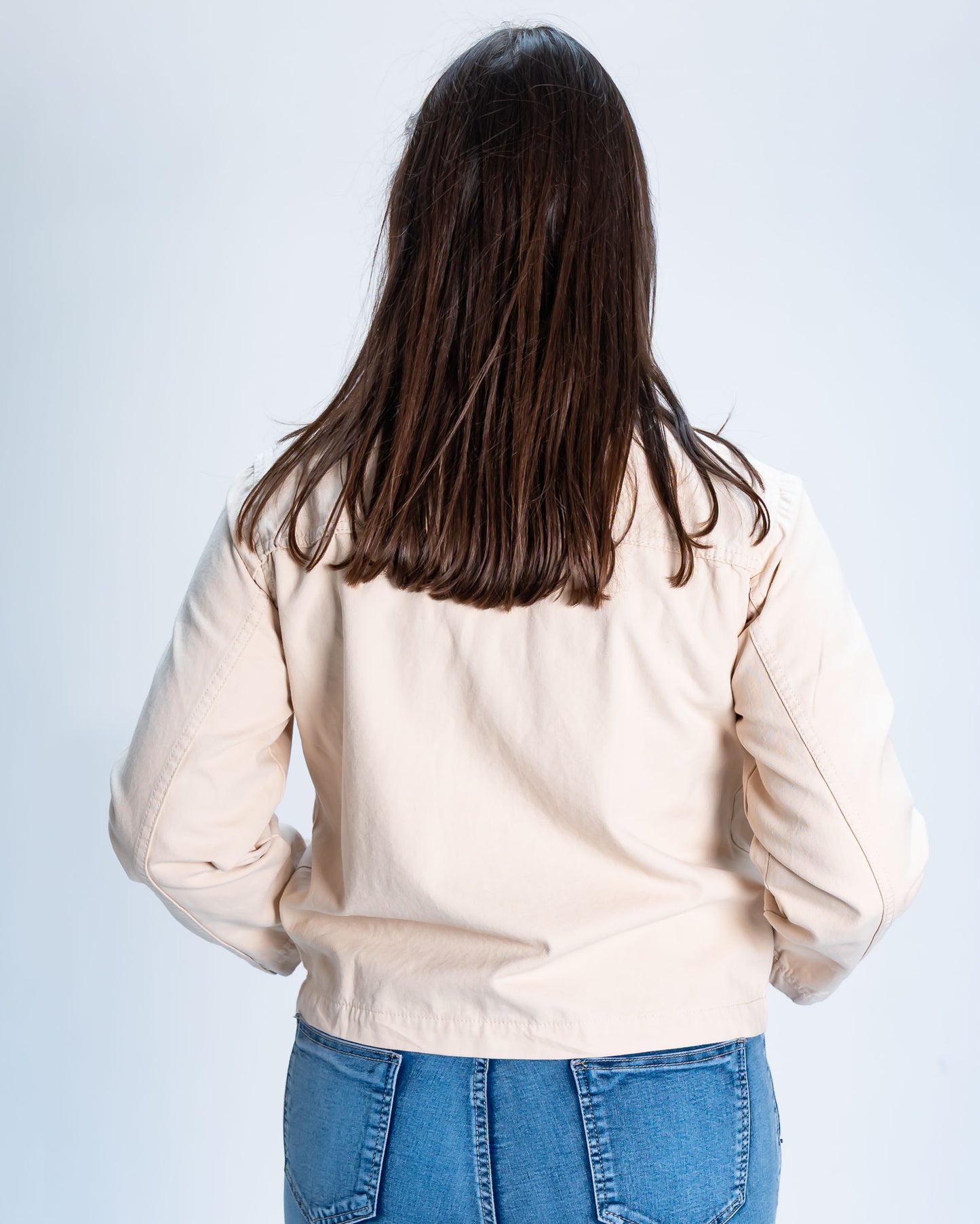 Chaqueta Lisa Cuello Cotele Beige