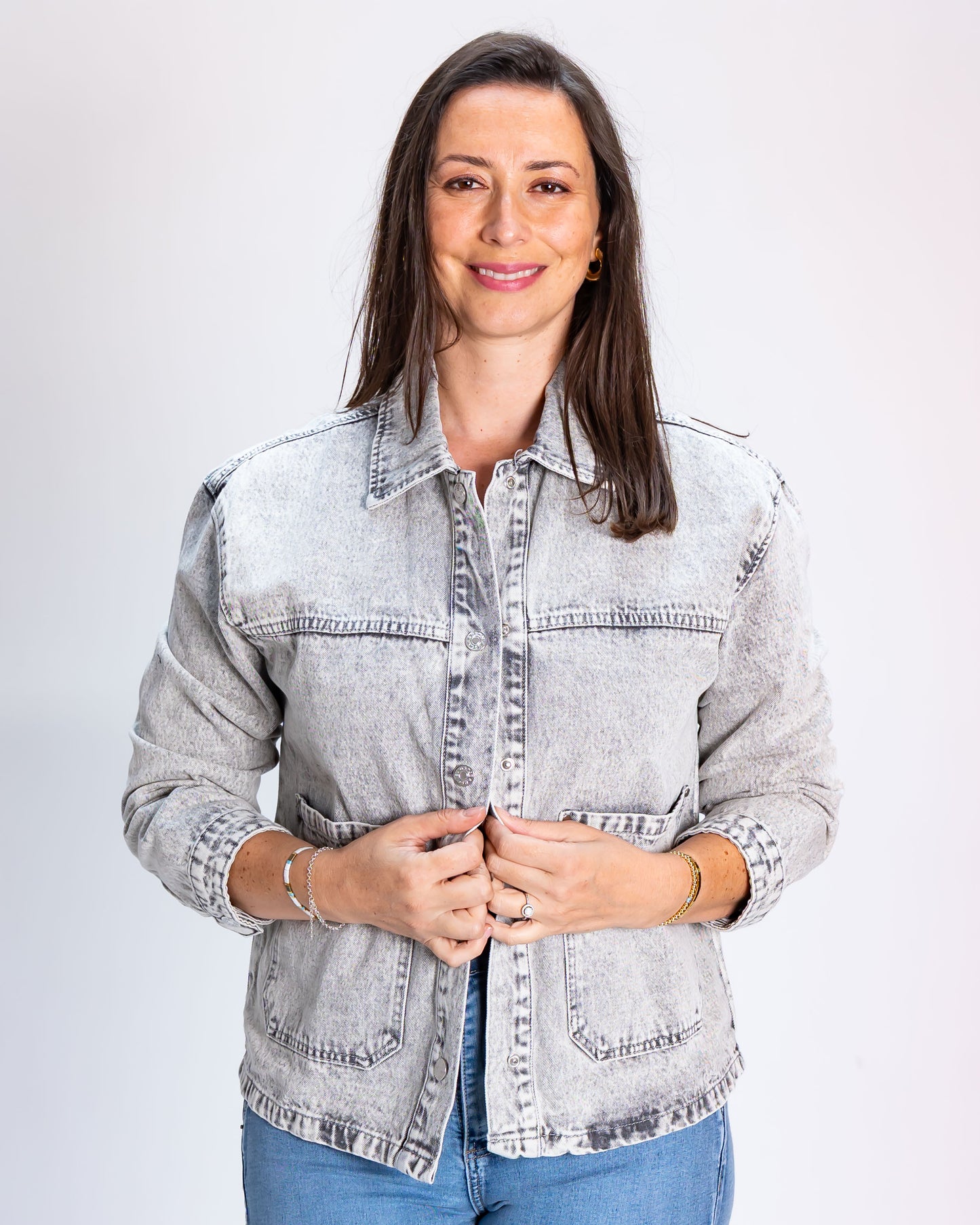 Chaqueta Mezclilla Gris Claro