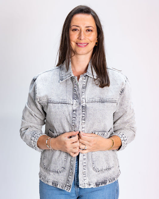 Chaqueta Mezclilla Gris Claro