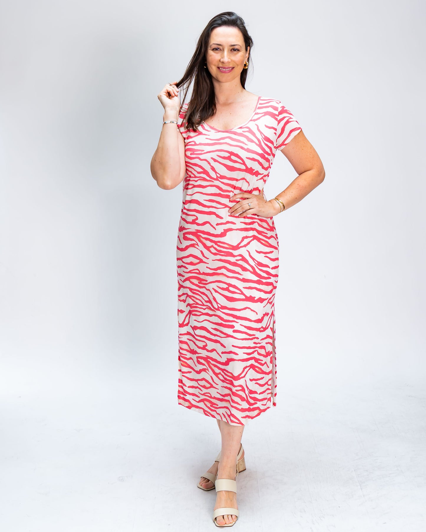 Vestido Líneas Coral