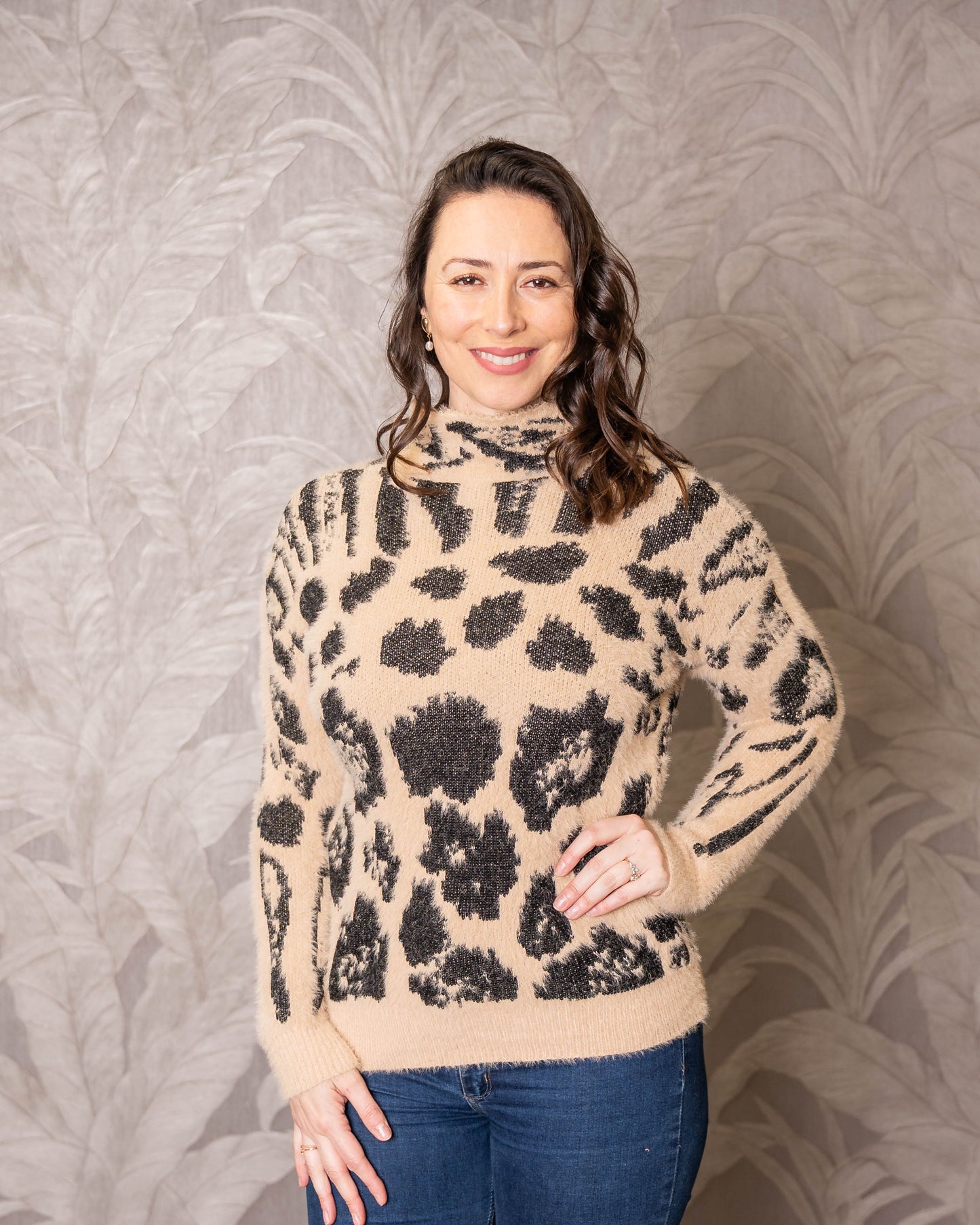 SWEATER PRINT VIOLETA BEIGE