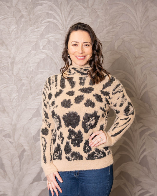 SWEATER PRINT VIOLETA BEIGE