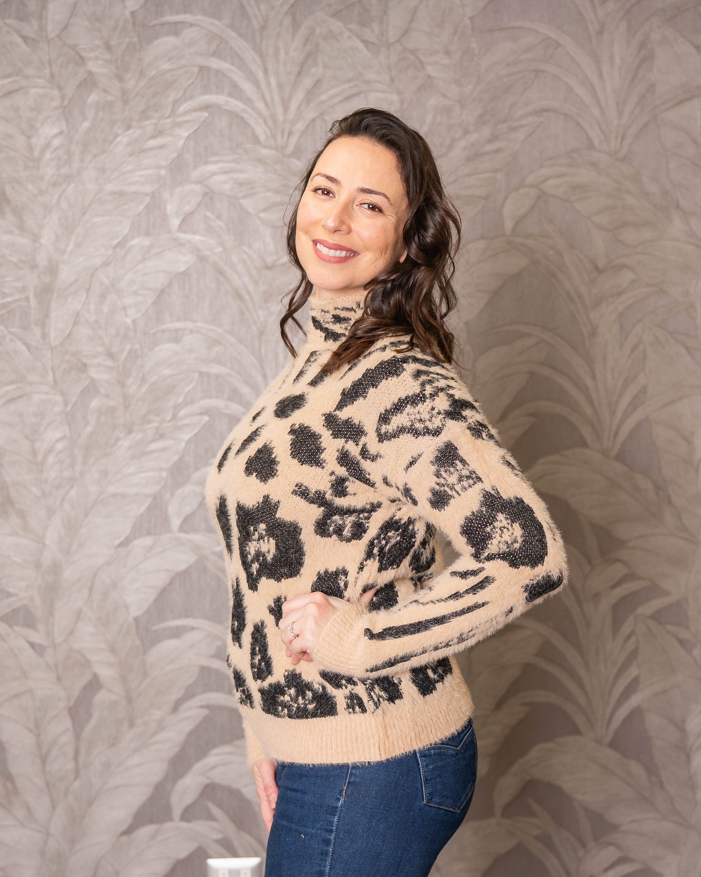 SWEATER PRINT VIOLETA BEIGE