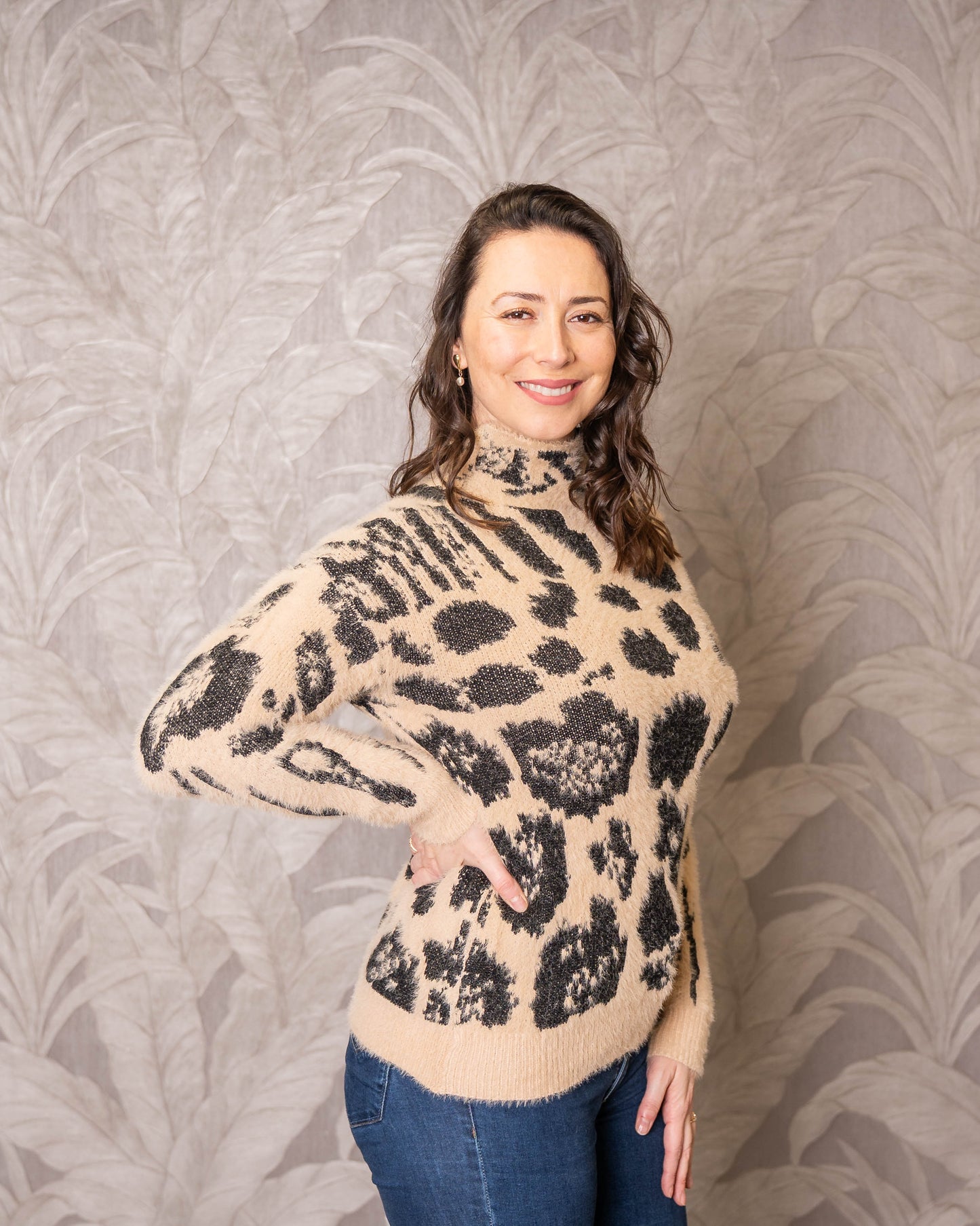 SWEATER PRINT VIOLETA BEIGE
