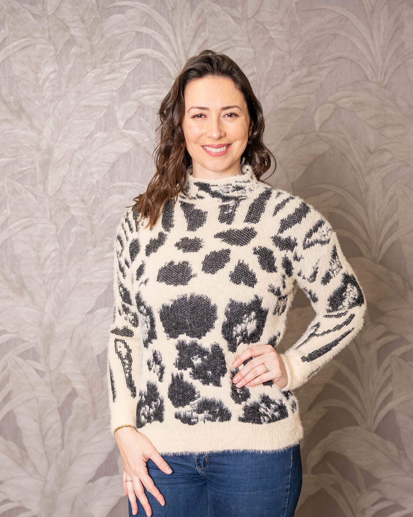 SWEATER PRINT VIOLETA BLANCO