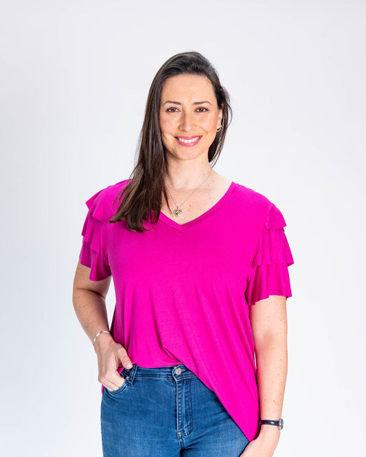 Polera BR Manga Diseño Zoe Magenta