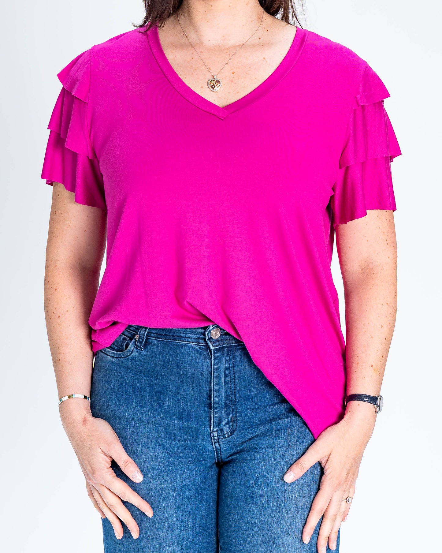 Polera BR Manga Diseño Zoe Magenta