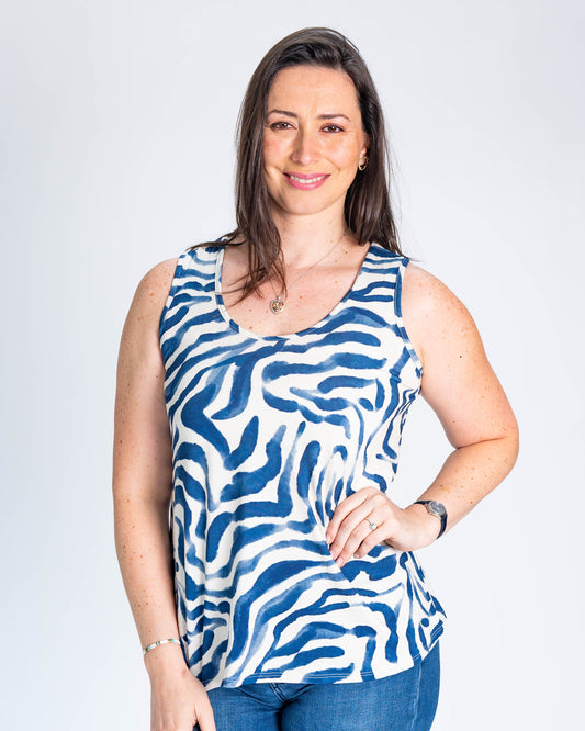 Polera BR Musculosa Emilia Pinceladas Azul