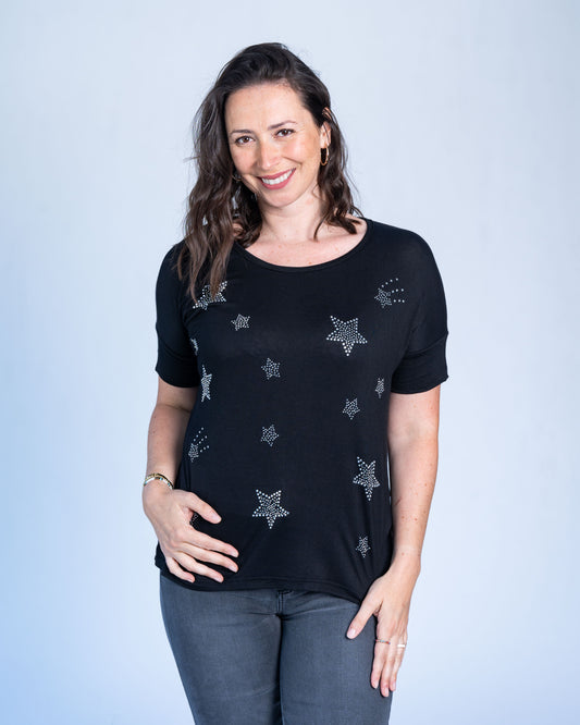 POLERA ESTRELLAS NEGRA