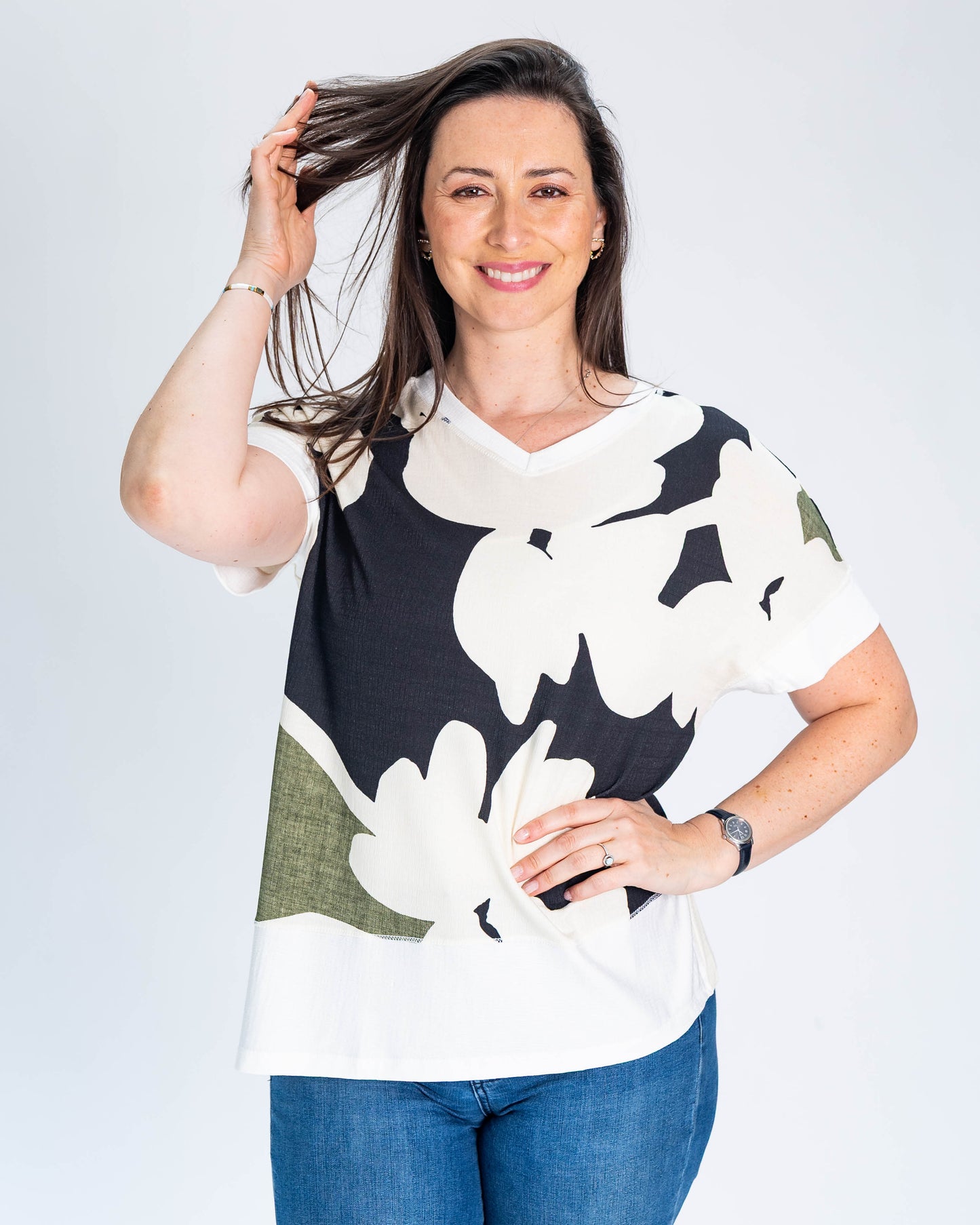 Polera BR Bianca Flores Negra