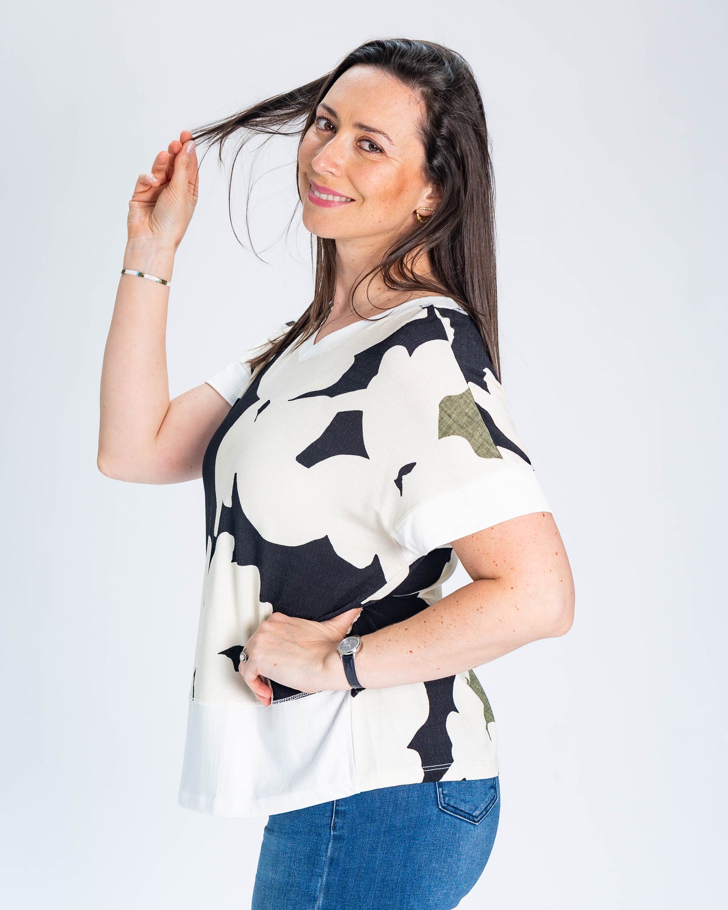 Polera BR Bianca Flores Negra