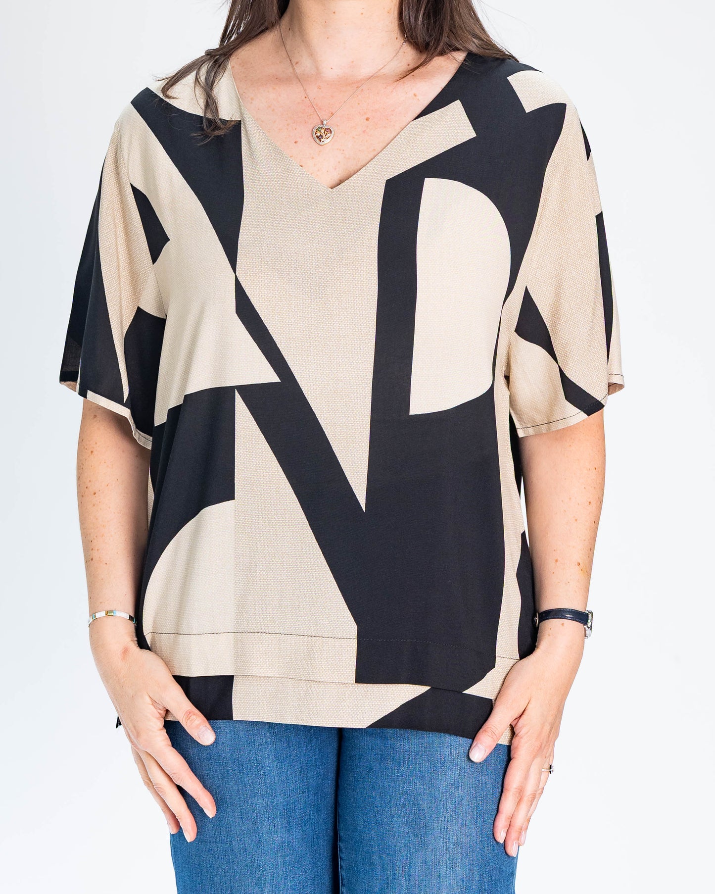Polera BR Mila Negro y Beige