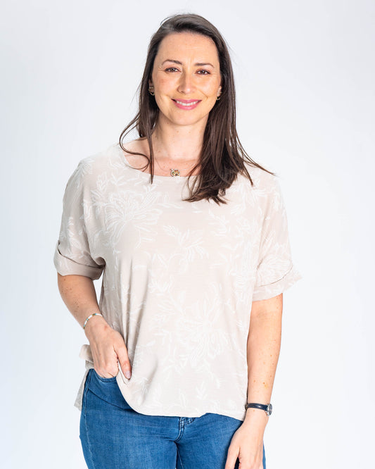 Blusa Iris Flores Beige