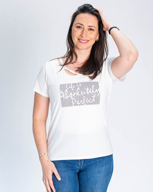 Polera Nancy Brillos Blanco