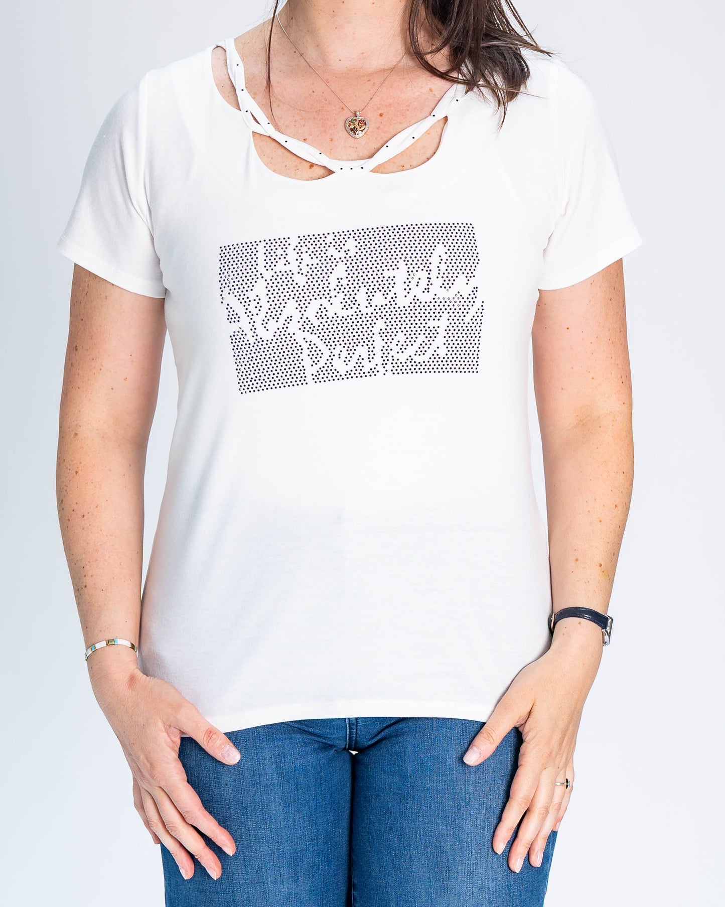 Polera Nancy Brillos Blanco