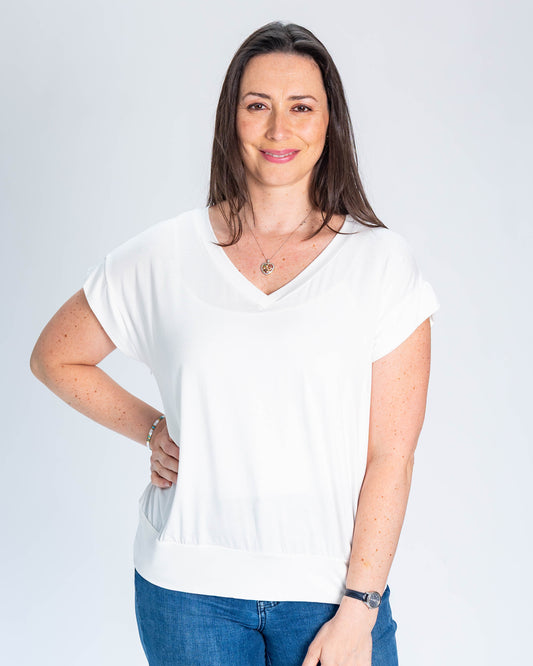 Polera BR Cuello V Cecilia Blanco