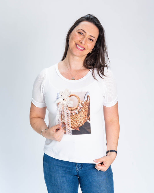 Polera BR Canasta Blanco