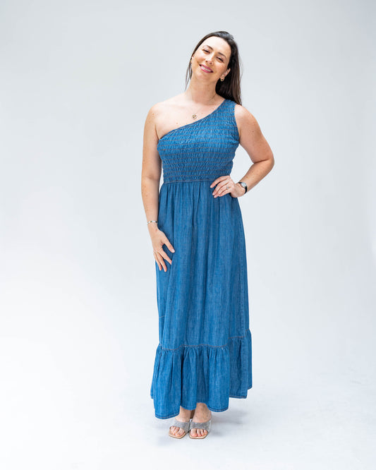 Vestido BR Mezclilla Sin Hombro