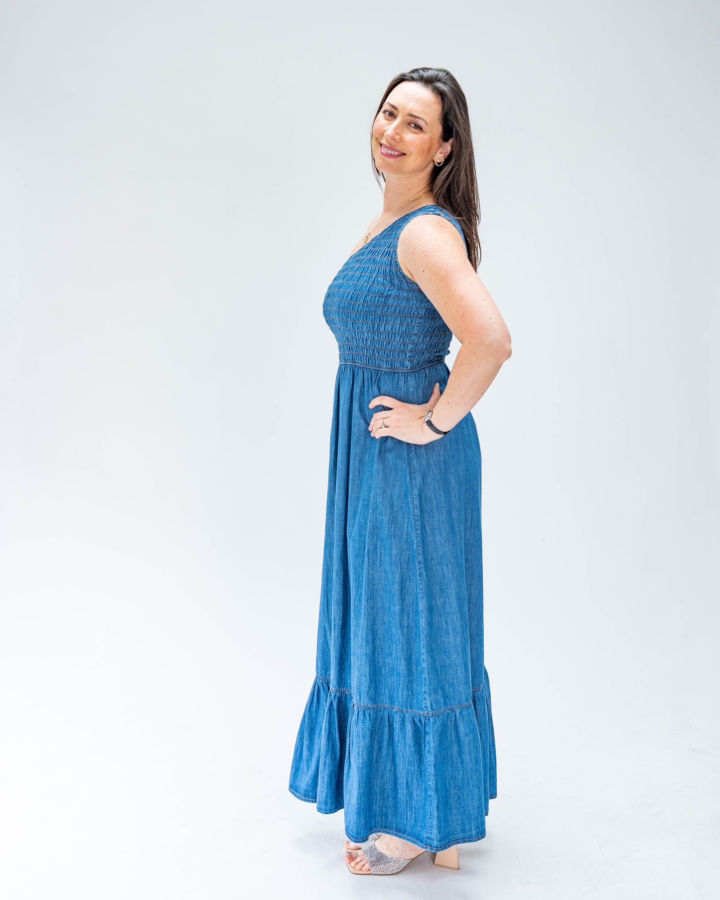 Vestido BR Mezclilla Sin Hombro