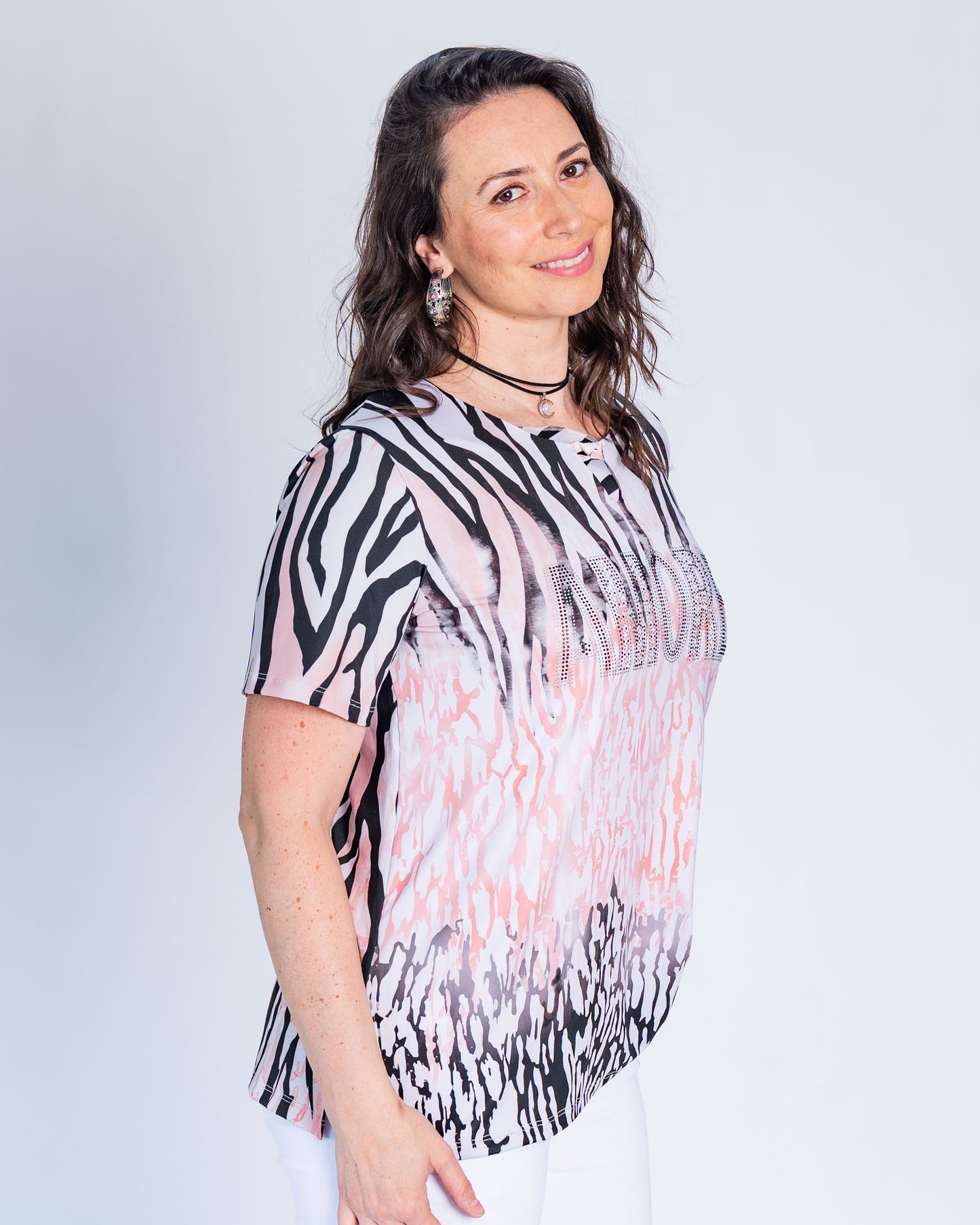 Polera Amore Cebra Rosado