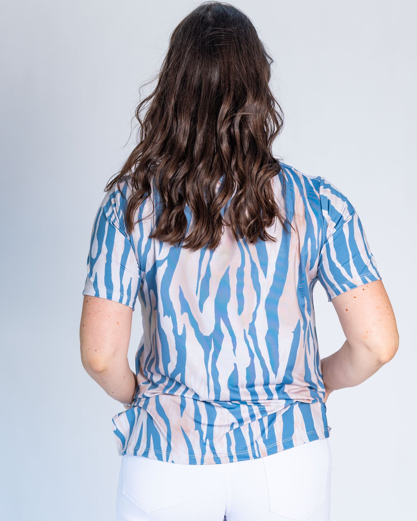 Polera Amore Cebra Celeste