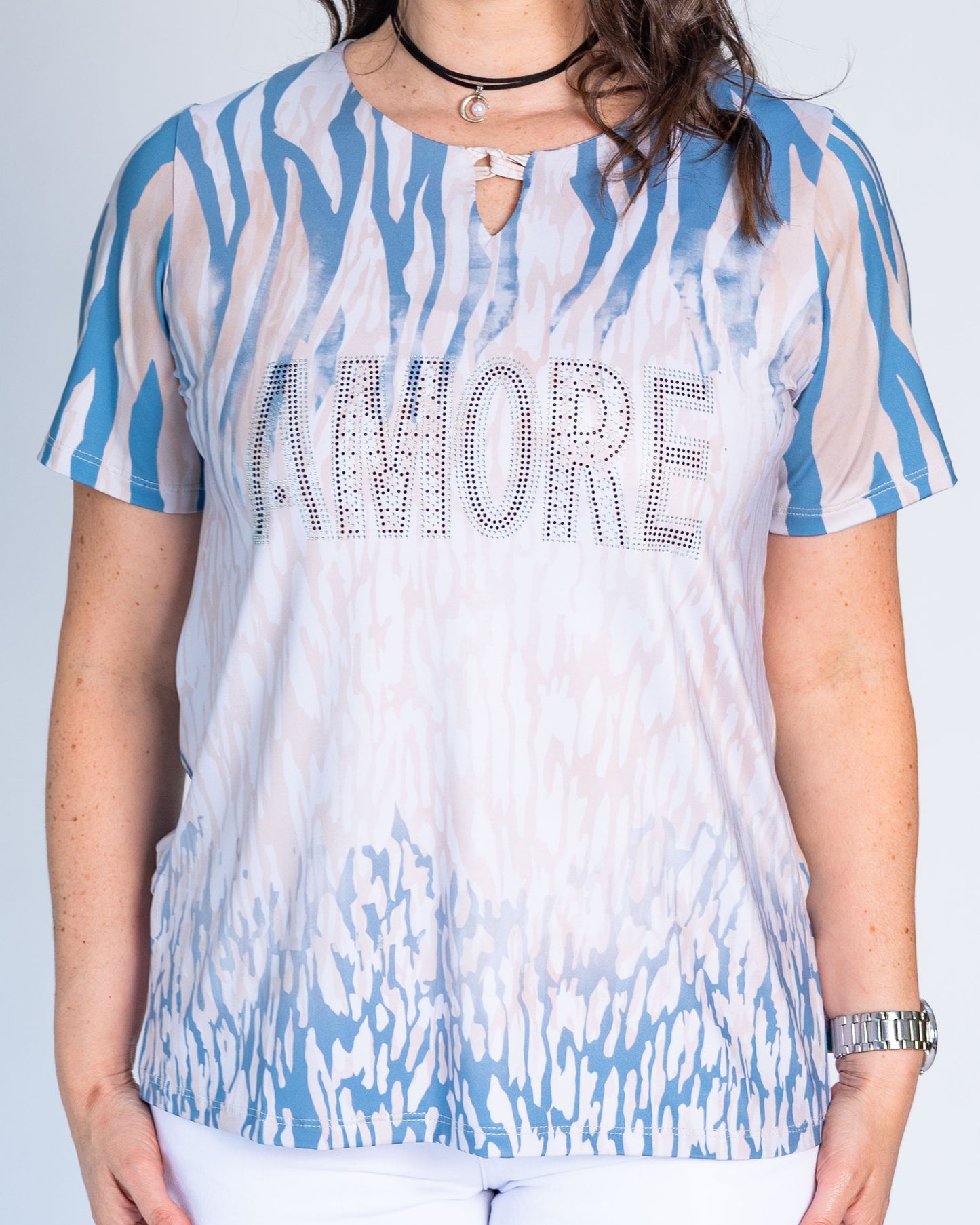 Polera Amore Cebra Celeste