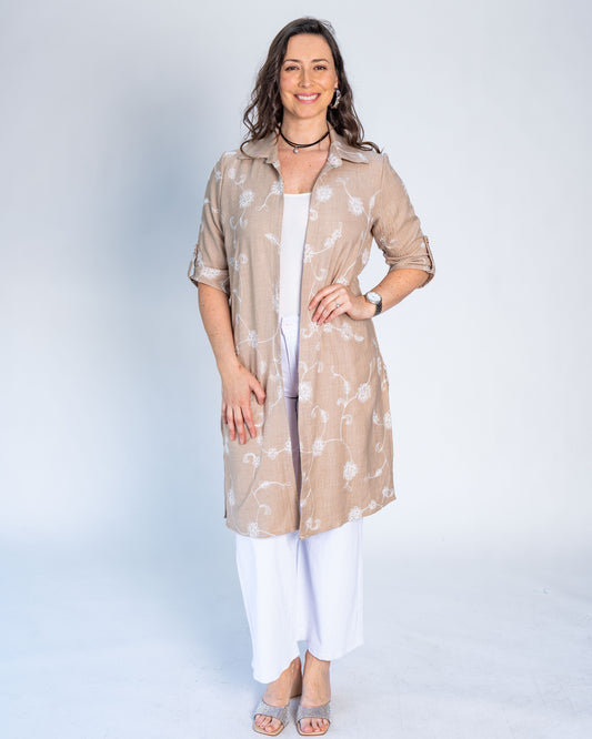 Blusón Mariana Flores Beige