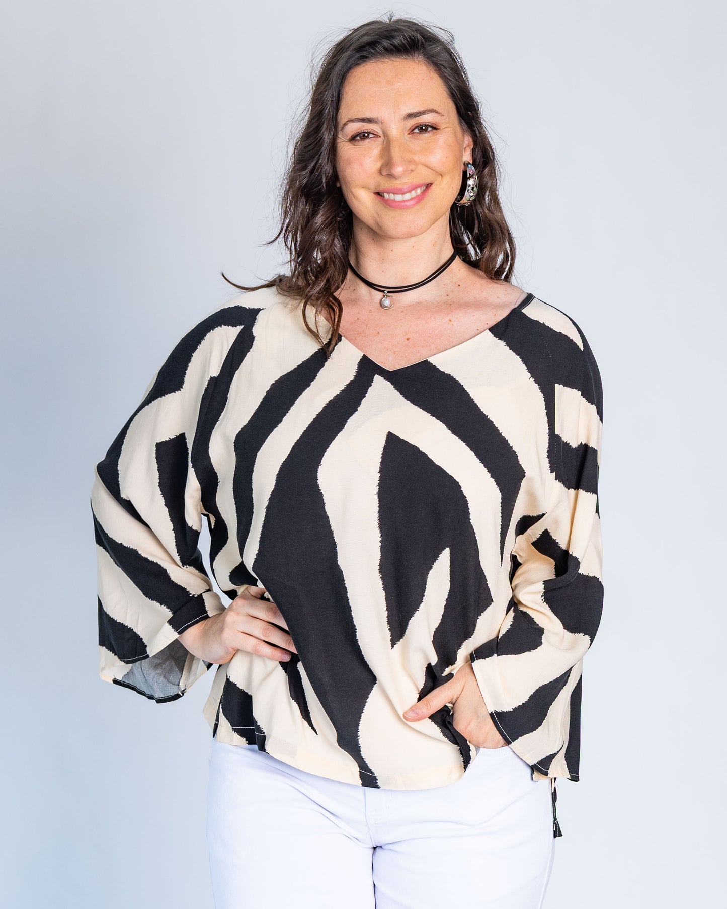 Polera BR Chloe Blanco y Negro