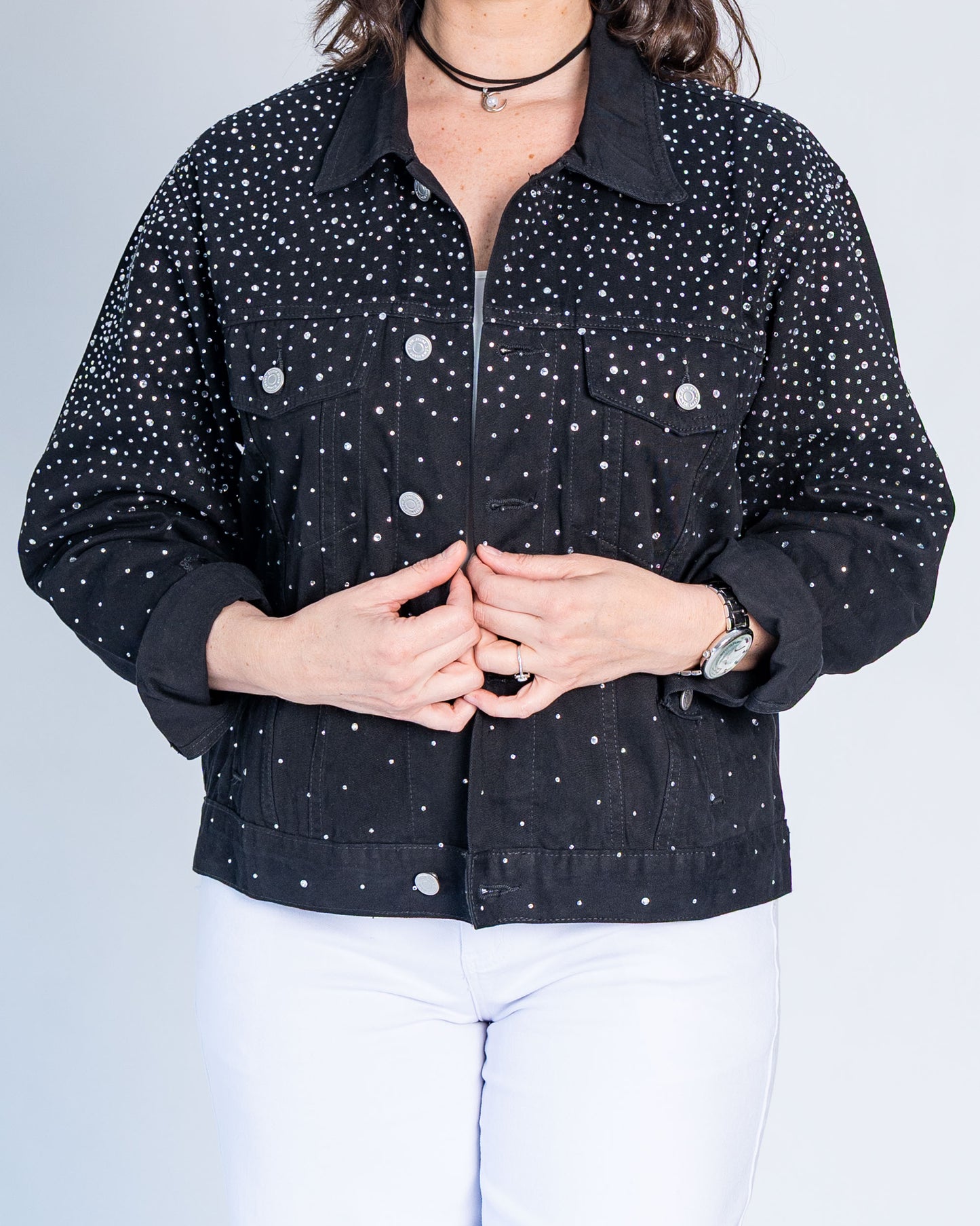 Chaqueta Brillos Negro