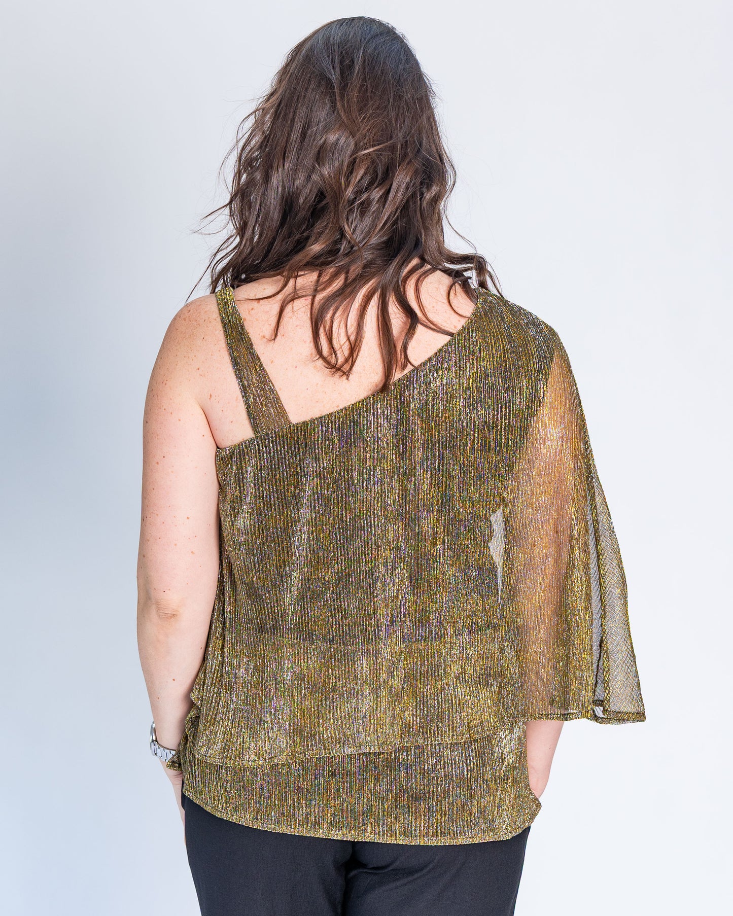 Top Fiesta Sin Hombro Dorado