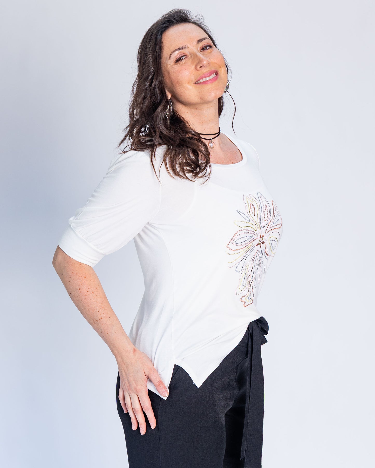 Polera Ada Flor Blanco