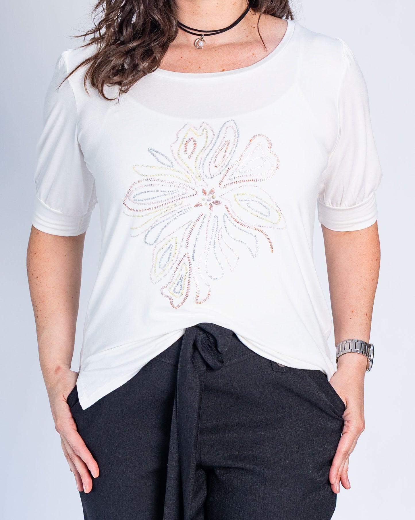 Polera Ada Flor Blanco