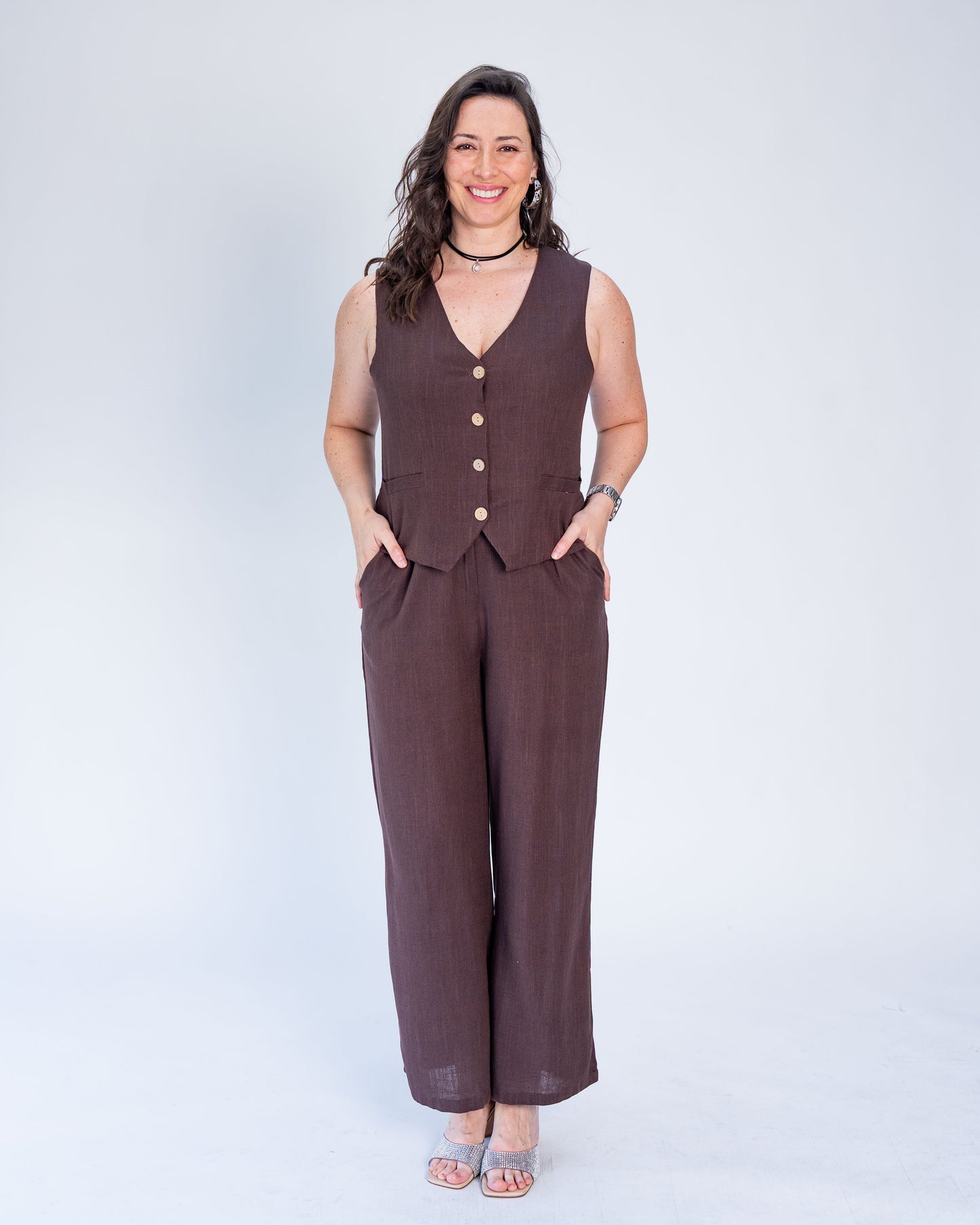 Gillette Conjunto Simil Lino Julieta Chocolate