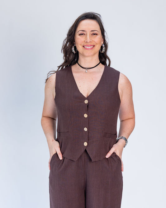 Gillette Conjunto Simil Lino Julieta Chocolate