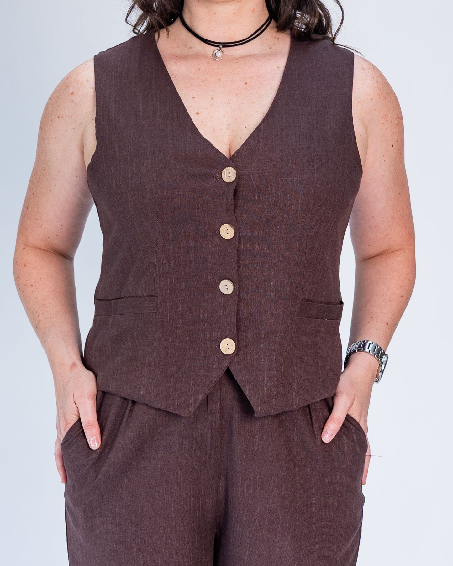 Gillette Conjunto Simil Lino Julieta Chocolate