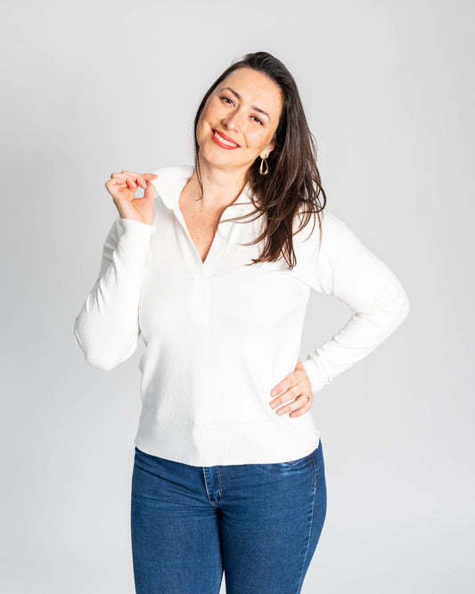 SWEATER CUELLO POLO SIENNA BLANCO