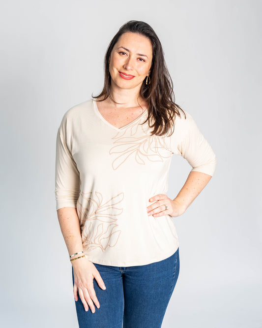 POLERA FLOR BEIGE