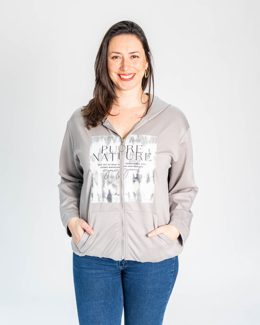 POLERON ESTAMPADO NATURE GRIS
