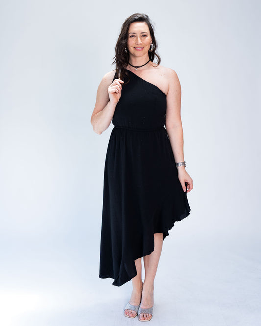 Vestido Un Hombro Negro