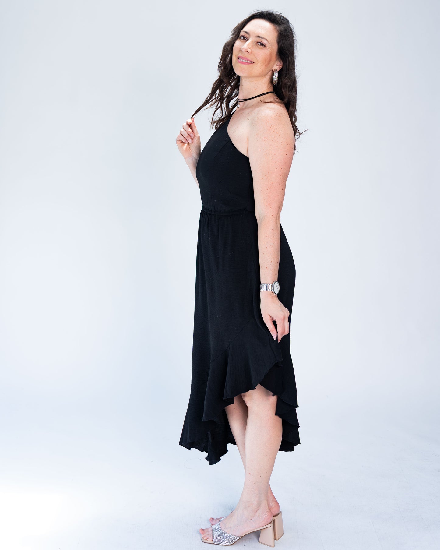 Vestido Un Hombro Negro