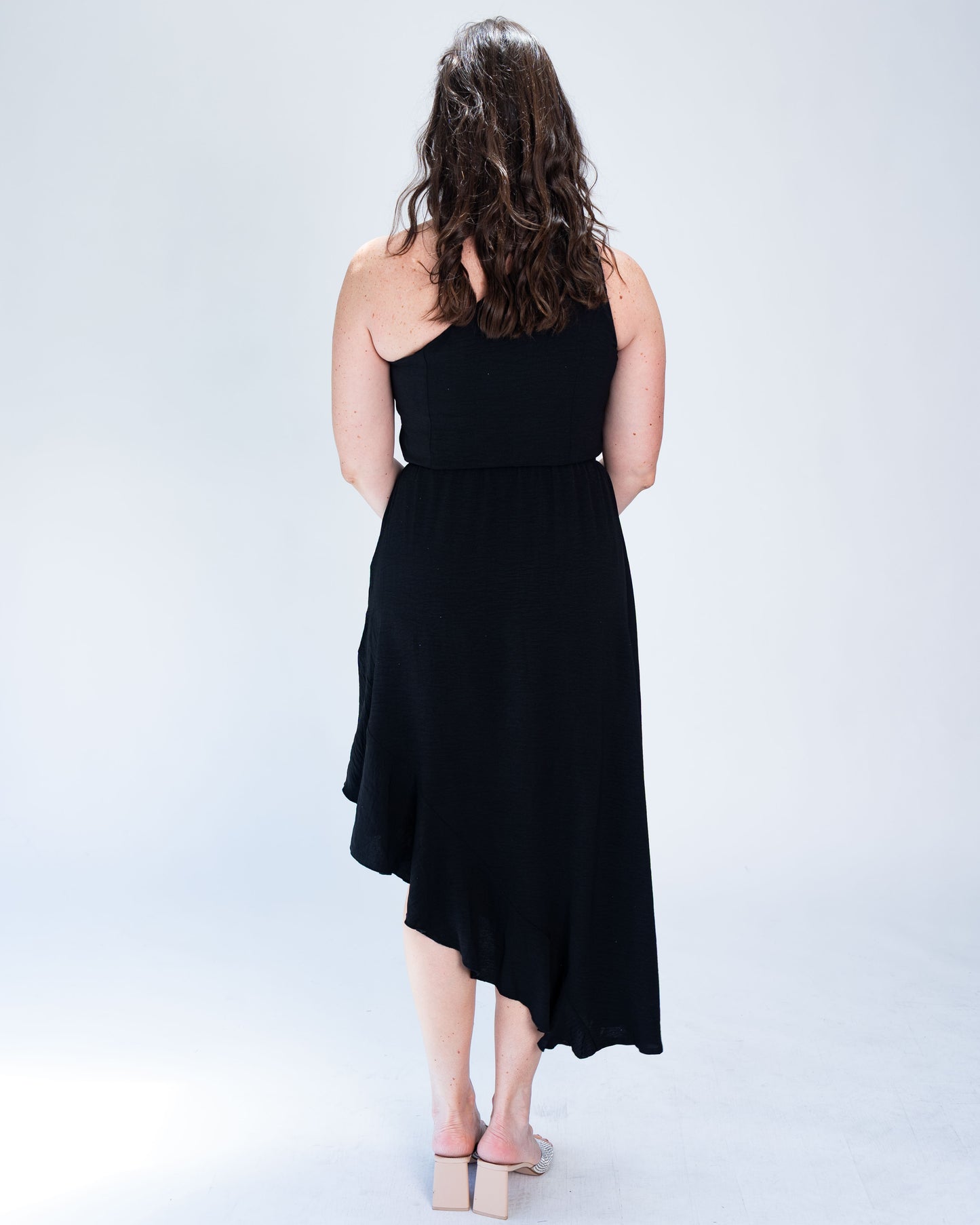 Vestido Un Hombro Negro