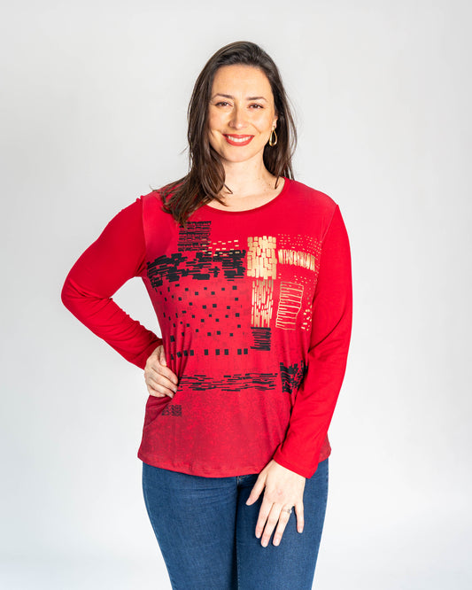 POLERA PIA ROJA/DORADA