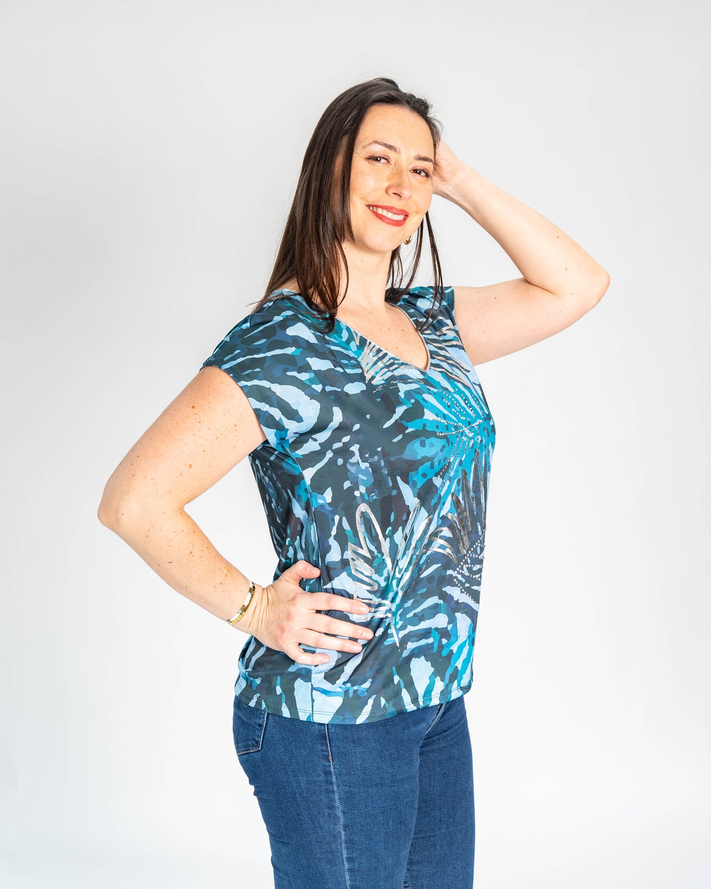 POLERA DAFNE PLATEADA CELESTE