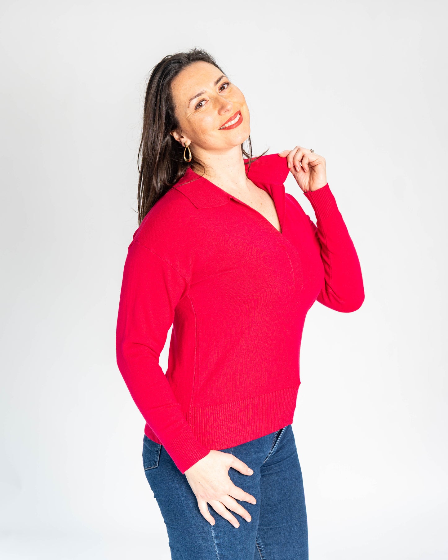 SWEATER CUELLO POLO SIENNA FRAMBUESA