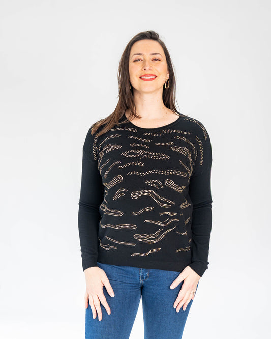 Sweater Brillo Dorado Bayoleth Negro