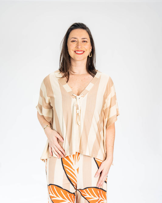 CONJUNTO AYLIN BRASIL BEIGE/NARANJO