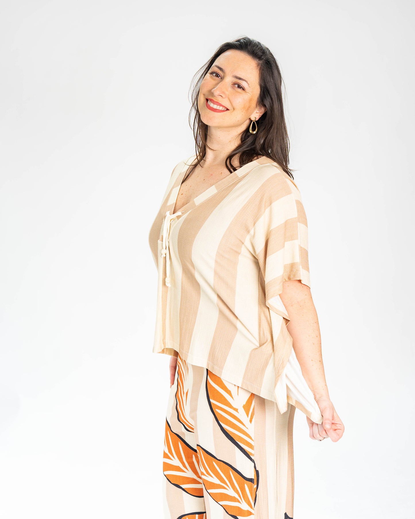 CONJUNTO AYLIN BRASIL BEIGE/NARANJO