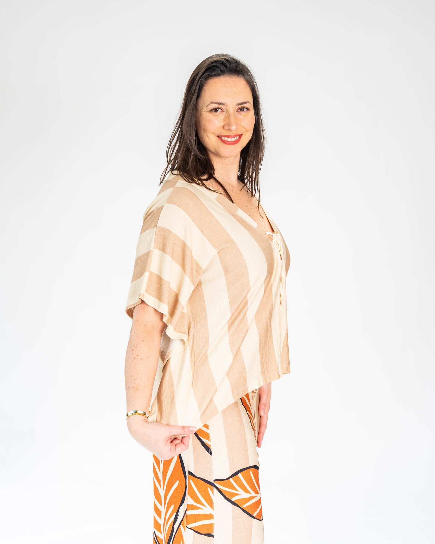 CONJUNTO AYLIN BRASIL BEIGE/NARANJO